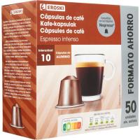 Café expresso intenso comp. Nespresso EROSKI, caja 50 uds
