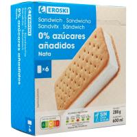 Sandwich de nata sin azúcar EROSKI, pack 6x100 ml