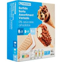 Helados surtidos sin azúcares añadidos EROSKI, pack 6x120 ml