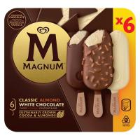 Helado classic, almendrado, blanco MAGNUM, 6 uds, caja 432 g