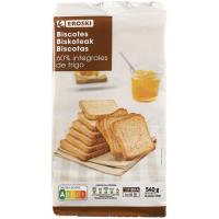 Biscote integral EROSKI, 72 rebanadas, paquete 540 g