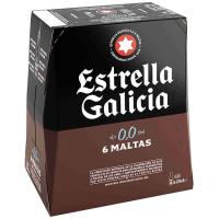 Cerveza 0,0 6 Maltas ESTRELLA GALICIA, pack botellín 6x25 cl
