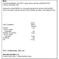 Ron limón BACARDI, botella 70 cl