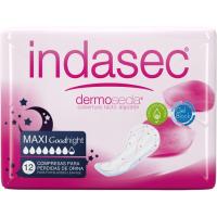 Compresa dermoseda maxi noche INDASEC, paquete 12 uds