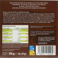 Barritas de cereal y chocolate EROSKI, 6 uds, caja 126 g