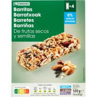 Barritas de  fr. secos y semillas 0% azúcar EROSKI, caja 120 g