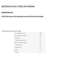 Mozzarela fresca sin lactosa ASTURIANA, bolsa 125 g