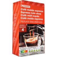 Café molido expreso descafeinado EROSKI, paquete 250 g