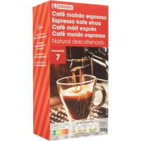 Café molido expreso descafeinado EROSKI, paquete 250 g
