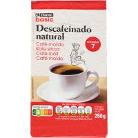 Café molido descafeinado EROSKI BASIC, paquete 250 g