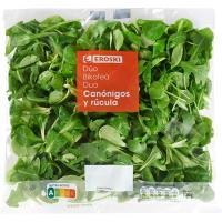Dúo de canónigos y rúcula EROSKI, bolsa 100 g