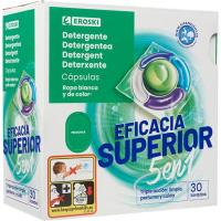Detergente cápsulas 5n1 eficacia superior EROSKI, caja 30 dosis