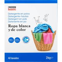 Detergente en polvo EROSKI BASIC, maleta 40 dosis