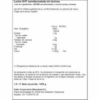 Leche semidesnatada sin lactosa KAIKU, botella 1,5 litros