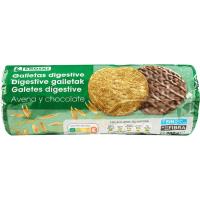 Galleta digestive de avena y chocolate EROSKI, paquete 300 g