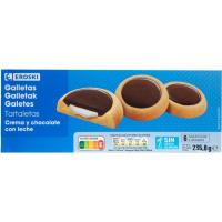 Tartaleta de crema de chocolate con leche EROSKI, caja 235,8 g