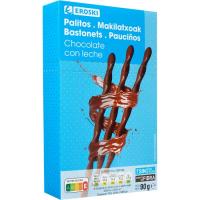 Palitos de chocolate con leche EROSKI, caja  90 g