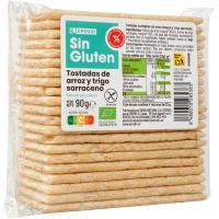 Tostada de arroz integral y trigo sarraceno EROSKI, paquete 90 g