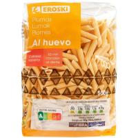 Plumas rayadas al huevo EROSKI, paquete 500 g