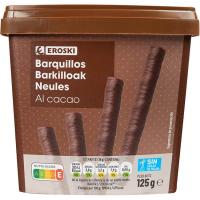 Barquillos al cacao EROSKI, tarrina 125 g