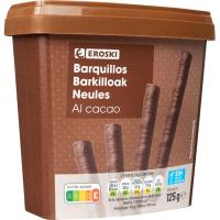 Barquillos al cacao EROSKI, tarrina 125 g