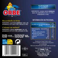 Navajas al natural ORBE, lata 63 g