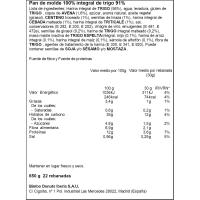 Pan familiar 8 cereales integral BIMBO, paquete 650 g