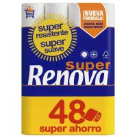 Papel higienico 2 capas super RENOVA, paquete 48 rollos
