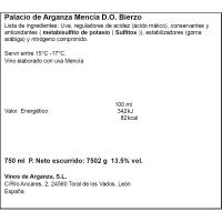 Vino Tinto D.O. Bierzo Mencía PALACIO DE ARGANZA, botella 75 cl