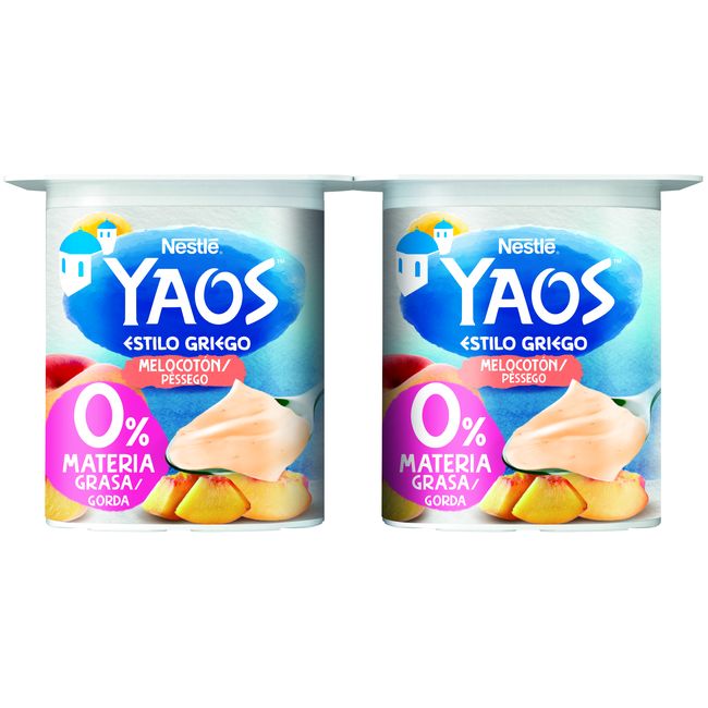 Yogur griego 0% con melocotón YAOS, pack 4x115 g