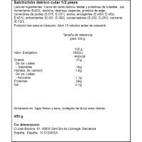 Salchichón cular ibérico LEYENDA IBÉRICA, pieza 450 g