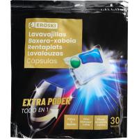 Lavavajillas máquina polvo y líquido EROSKI, bolsa 30 dosis
