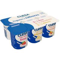 Yogur sabor fresa, macedonia y plátano CLESA pack 6x125g