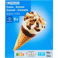 Cono sabor nata EROSKI, pack 6x120 ml
