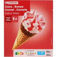 Cono de fresa EROSKI, pack 6x120 ml