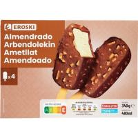 Helado almendrado EROSKI, pack 4x120 ml