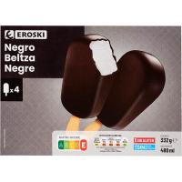 Helado negro EROSKI, pack 4x120 ml
