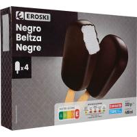 Helado negro EROSKI, pack 4x120 ml