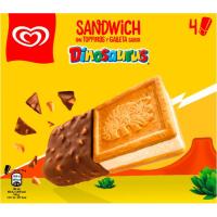 Helado sandwich sabor dinosaurus FRIGO, pack 4x120 ml
