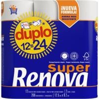 Papel higiénico super duplo 2 capas RENOVA, paquete 12 rollos