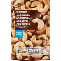 Anacardo tostados sin sal EROSKI, bolsa 200 g