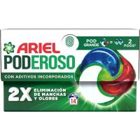 Detergente en cápsulas original ARIEL PODEROSO, caja 14 dosis