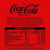 Refresco sin azúcar con lima COCA COLA, botella 1,25 litro