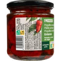 Pimiento de piquillo entero tradicional EROSKI, frasco 320 g