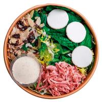 Ensalada de rulo de cabra, bacón y frutos secos, 176 g Ensalada de rulo de cabra, bacón y frutos secos, 176 g
