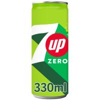 Refresco de lima limón SEVEN UP ZERO, lata 33 cl