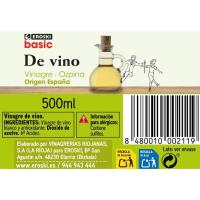 Vinagre blanco EROSKI BASIC, botella 50 cl