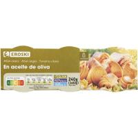 Atún claro en aceite de oliva EROSKI, pack 3x80 g