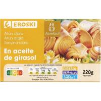 Atún claro en aceite vegetal EROSKI, lata 220 g