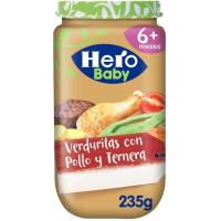 Tarrito de pollo-ternera-verduras HERO, tarro 235 g 